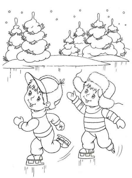 Детишки катаются на коньках