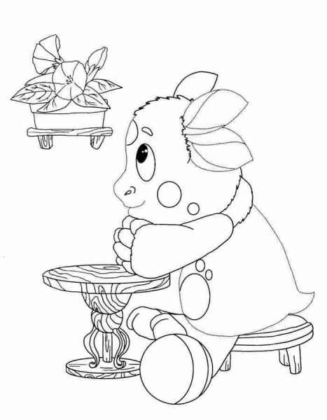 Лунтик сидит за столом