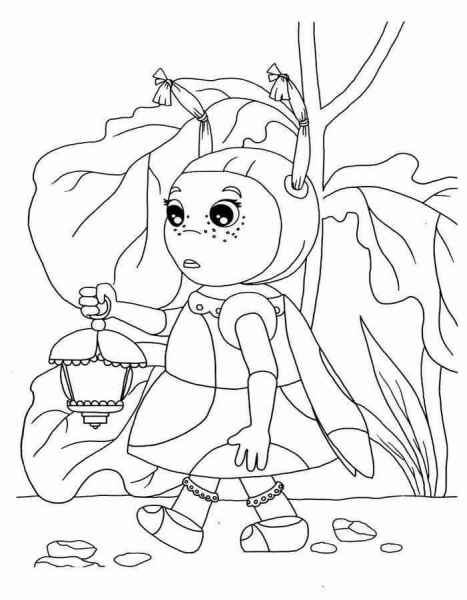 Мила идет с фонариком