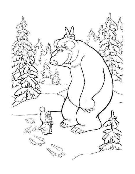 Медведь и Маша угадывают следы