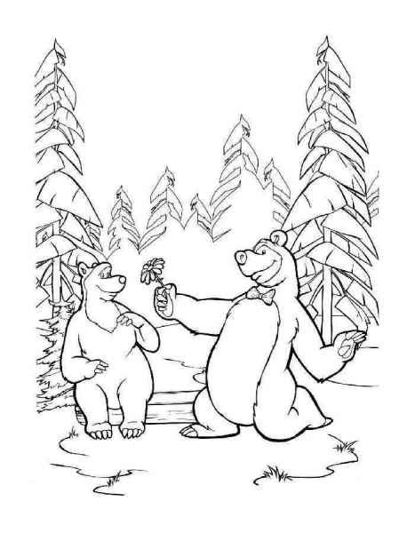 Медведь дарит цветок медведице