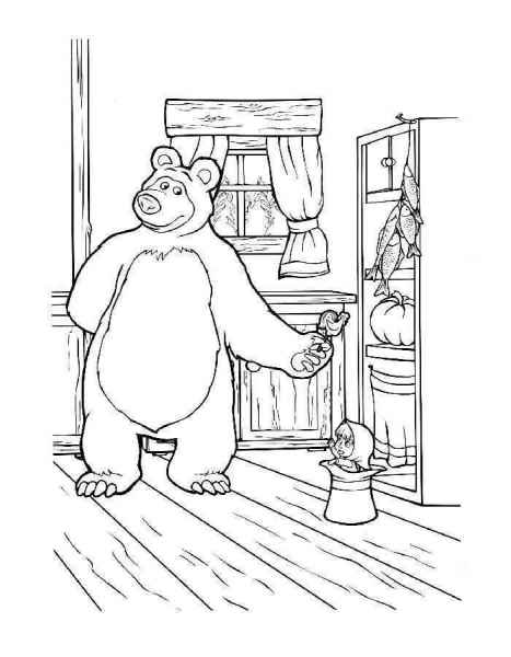 Медведь дает Маше леденец