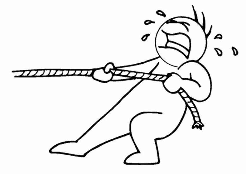 Человек тянет канат