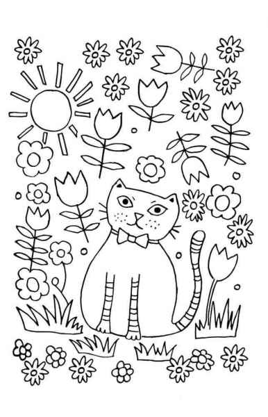 Котик на лужайке