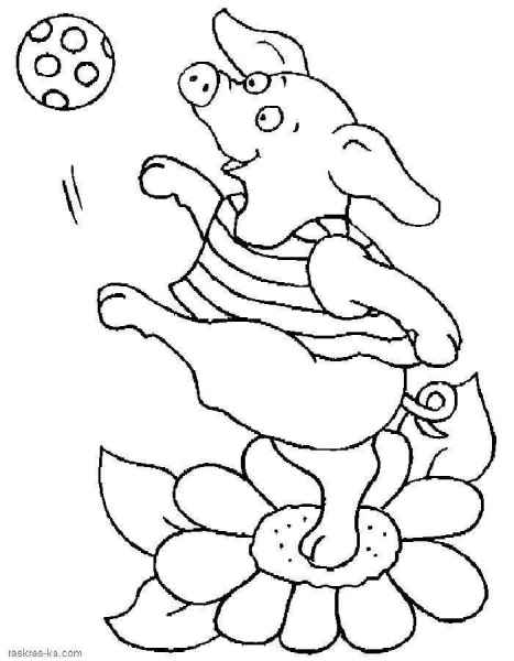 Свинка на цветке с мячиком