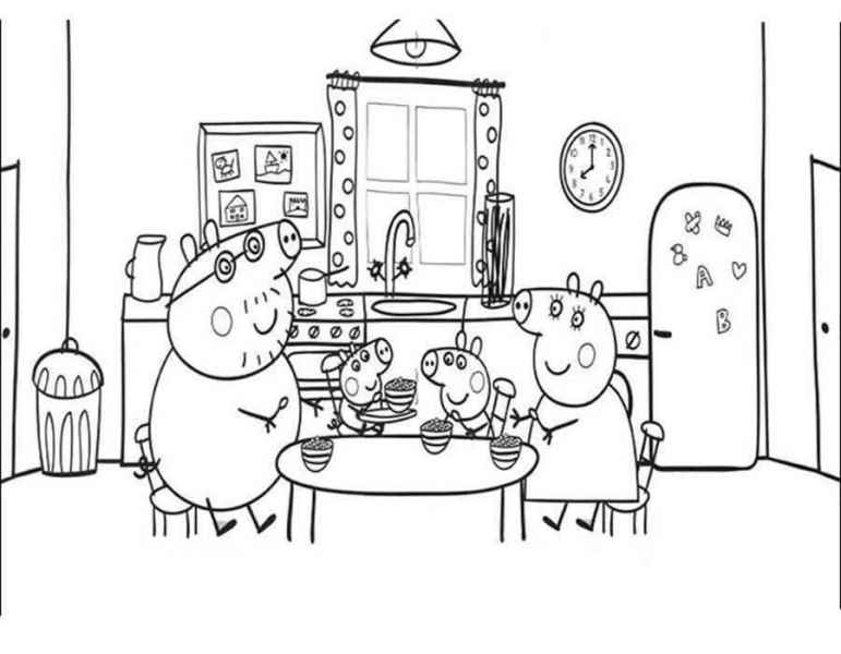 Свинка пеппа за столом