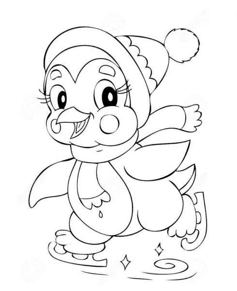 Малыш пингвин в шапочке и шарфе