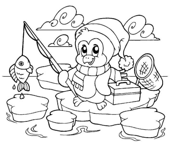 Пингвин на рыбалке