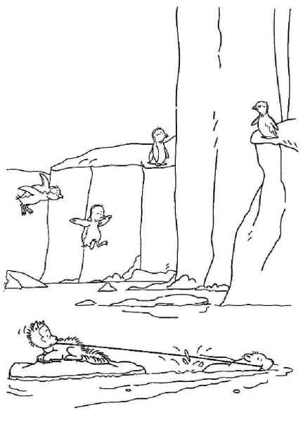 Пингвины прыгают в воду