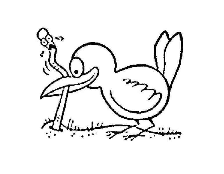 Птица тянет черевяка