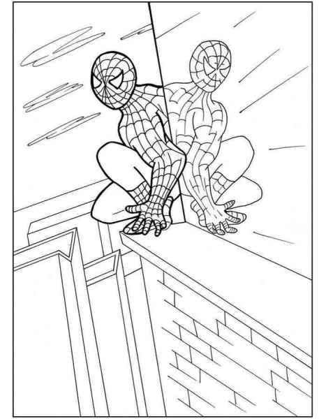 Человек паук сидит на здании