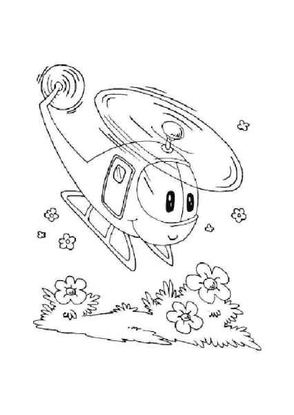 Вертолет над цветами