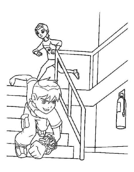 Бен бежит по лестнице