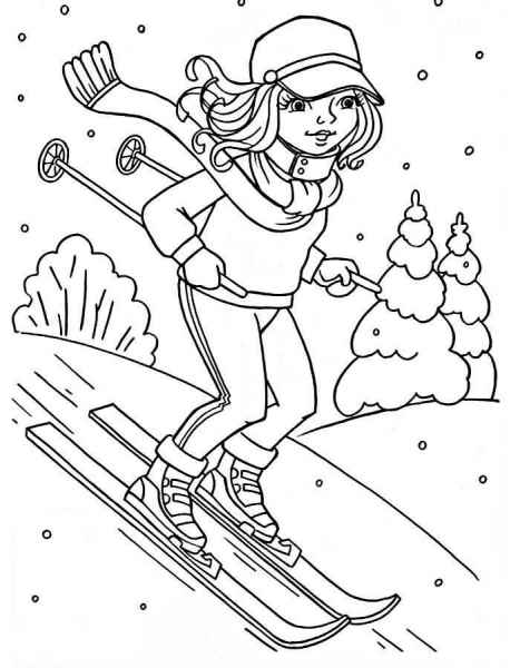 Девочка на лыжах