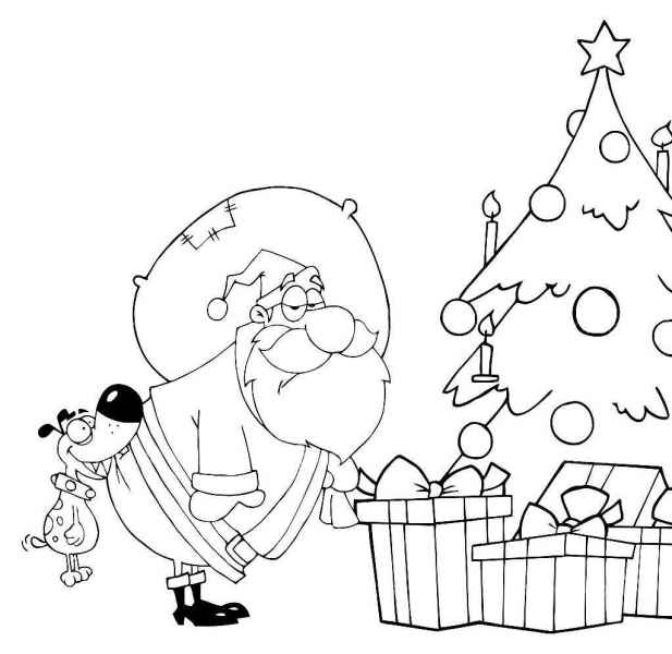 Санта клаус возле елки