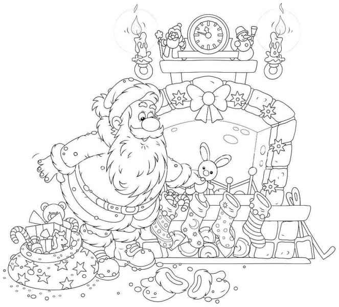 Дед мороз у камина