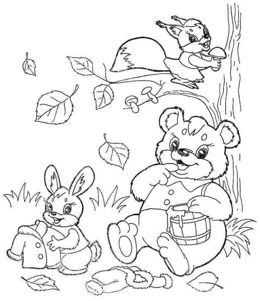 Мишка зайчик и белочка