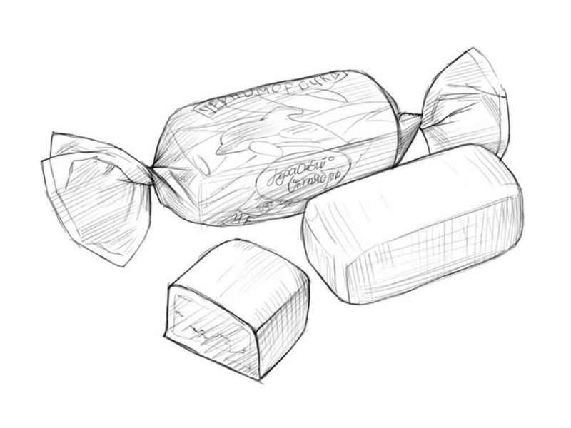 Целая конфета и кусочек