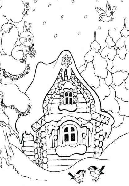 Домик в зимнем лесу