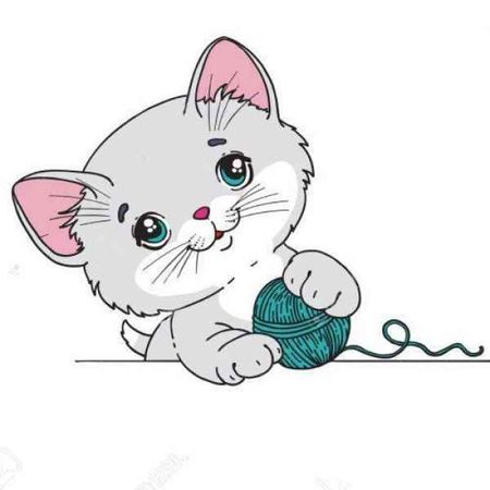Котик играет с клубком