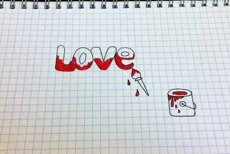 Рисунок в тетради Love
