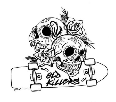 Черепа и скейтборд