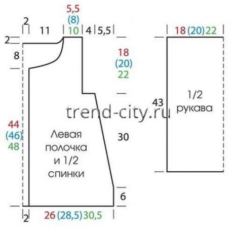 Кофта крючком с контрастными планками