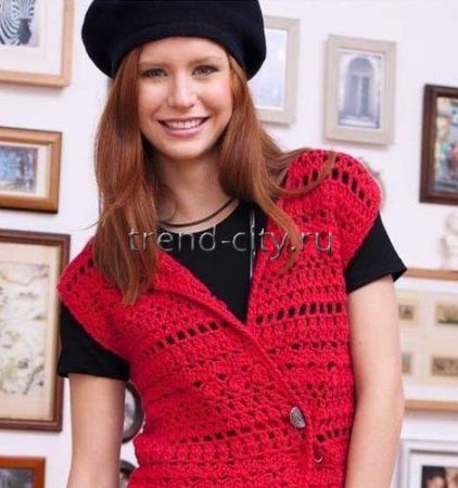 Ажурный жилет крючком