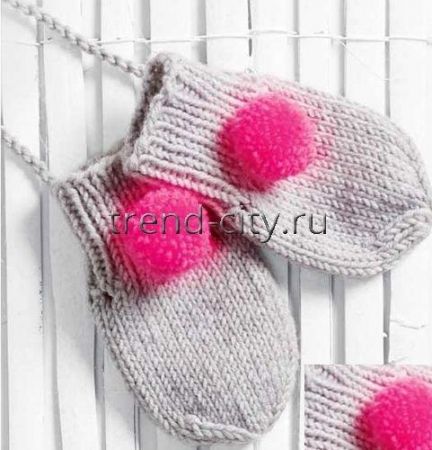Детские варежки спицами