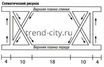 Летний топ спицами с декоративными цветками