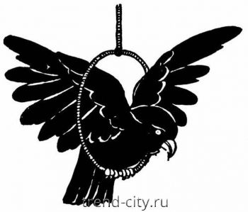 Рисунок для выжигания по дереву Птица на кольце