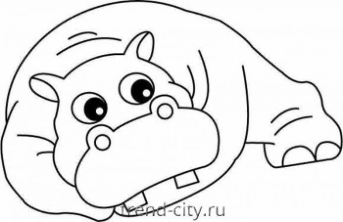 Рисунок для выжигания по дереву Бегемот
