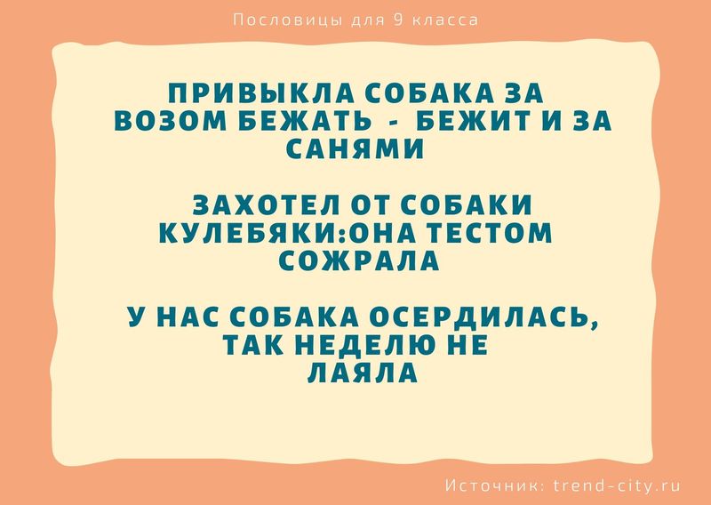 Пословицы для 9 класса 8